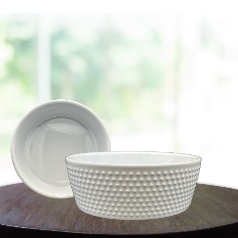 Durable and stylish dog bowls from Beloved Lily&#39;s Dog Bowl Collection. Featuring high-quality ceramic bowls with a textured design, perfect for any pet&#39;s feeding needs.