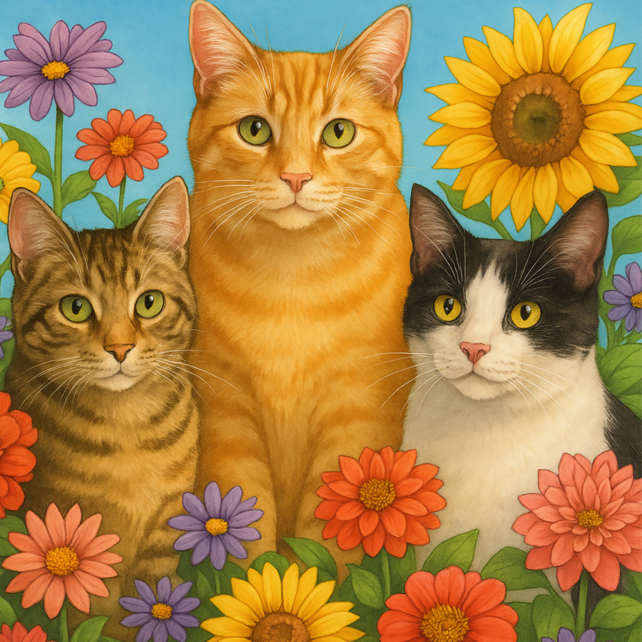 Cat Coloring Book: Digital Six Page Cat Coloring Book