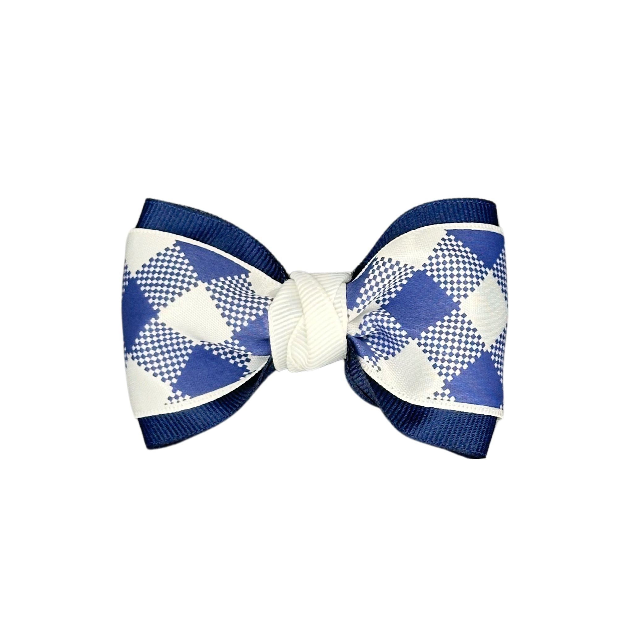 Cat Collar Bow: Blue and White Plaid Cat Collar Bow from Beloved Lily's Pet Company.