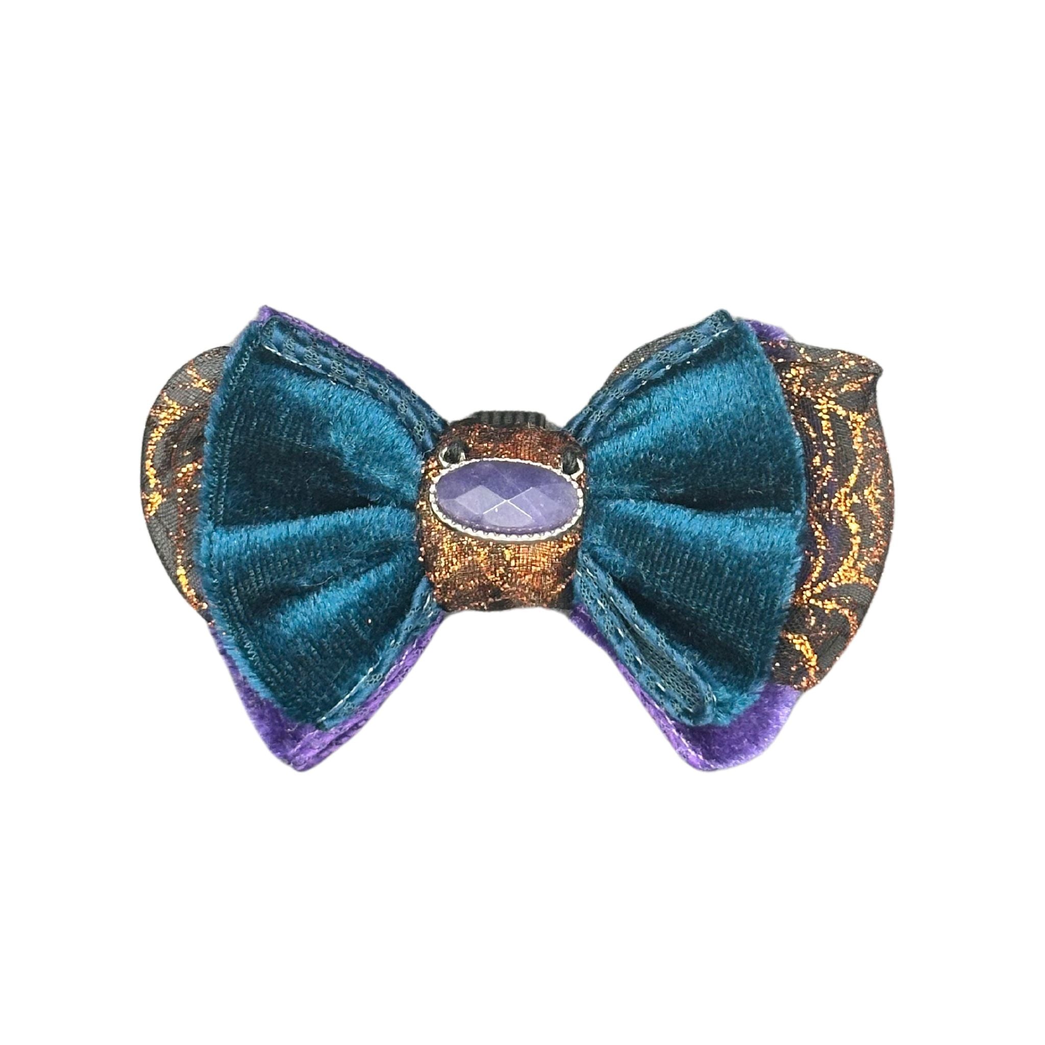Cat Collar Bow: Maroon & purple velvet Cat Collar Bow
