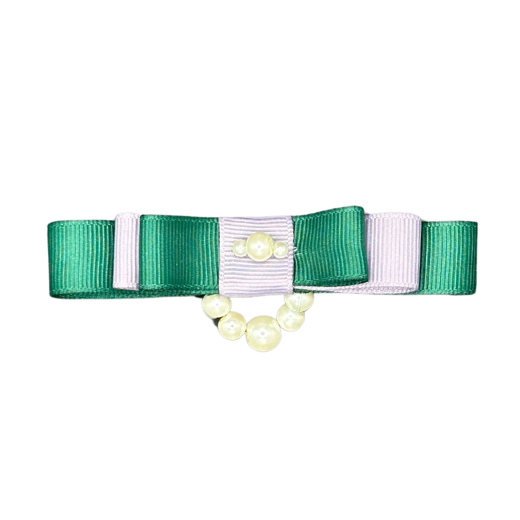 Cat Collar Bow: Mint and Lavender with Pearls Cat Collar Bow