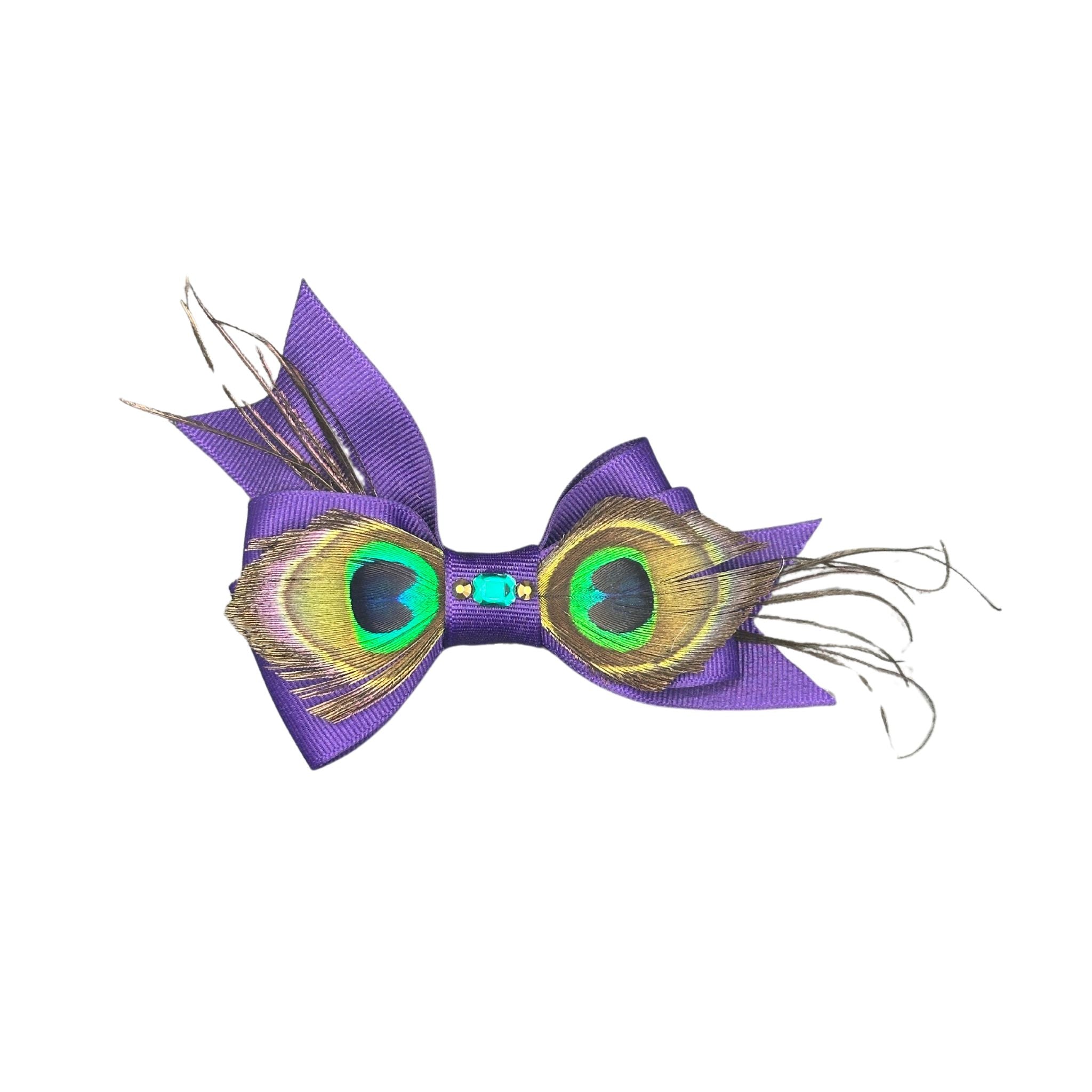 Cat Collar Bow: Peacock-inspired purple cat collar bow