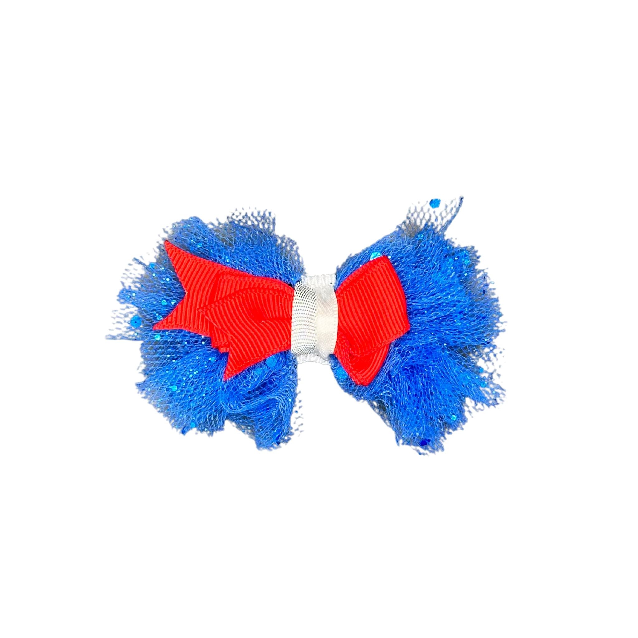 Cat Collar Bow: Red White and Blue Color Blend Cat Collar Bow