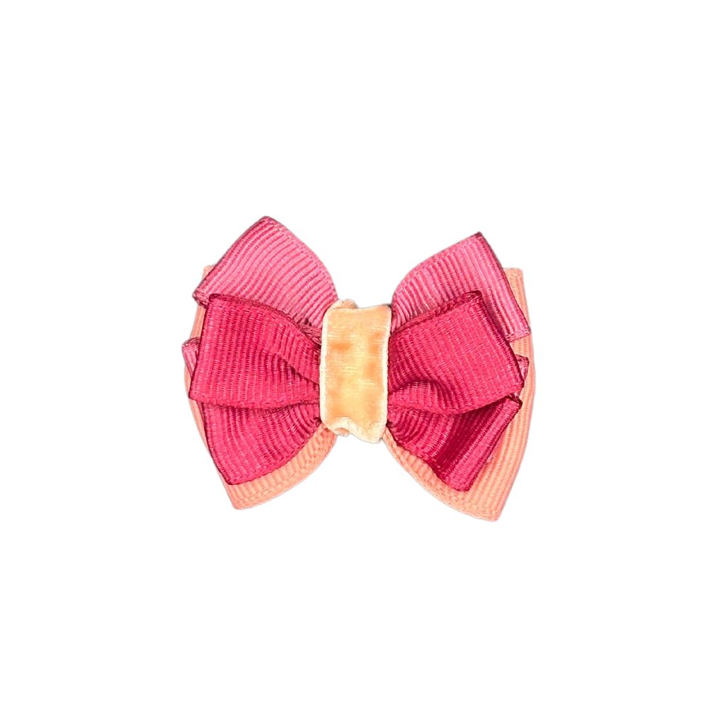 Cat Collar Bow: Velvet and Pink Layered Cat Collar Bow from Beloved Lily's Pet Company.