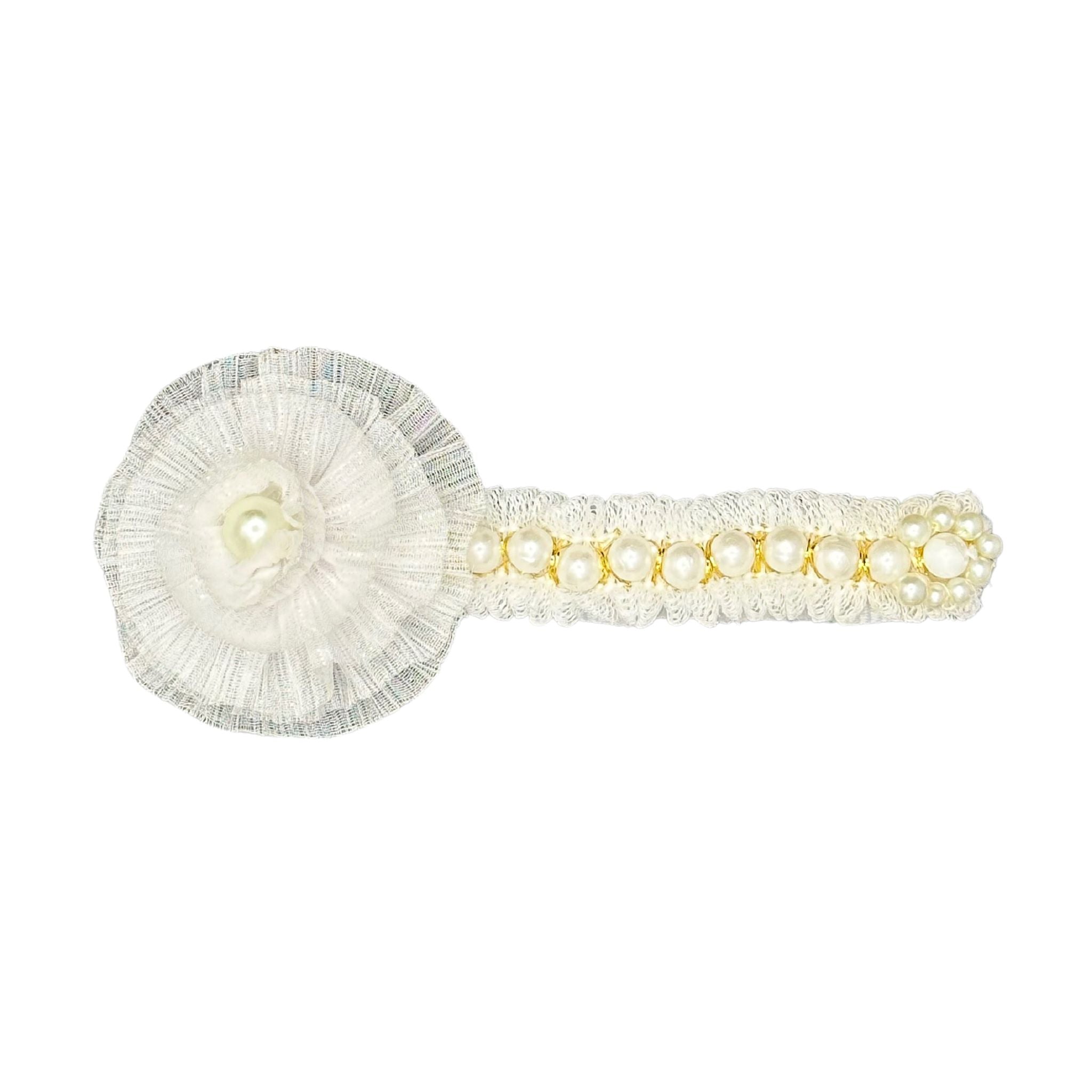 Cat Collar Bow: White Pearl Strip Accent Cat Collar Bow