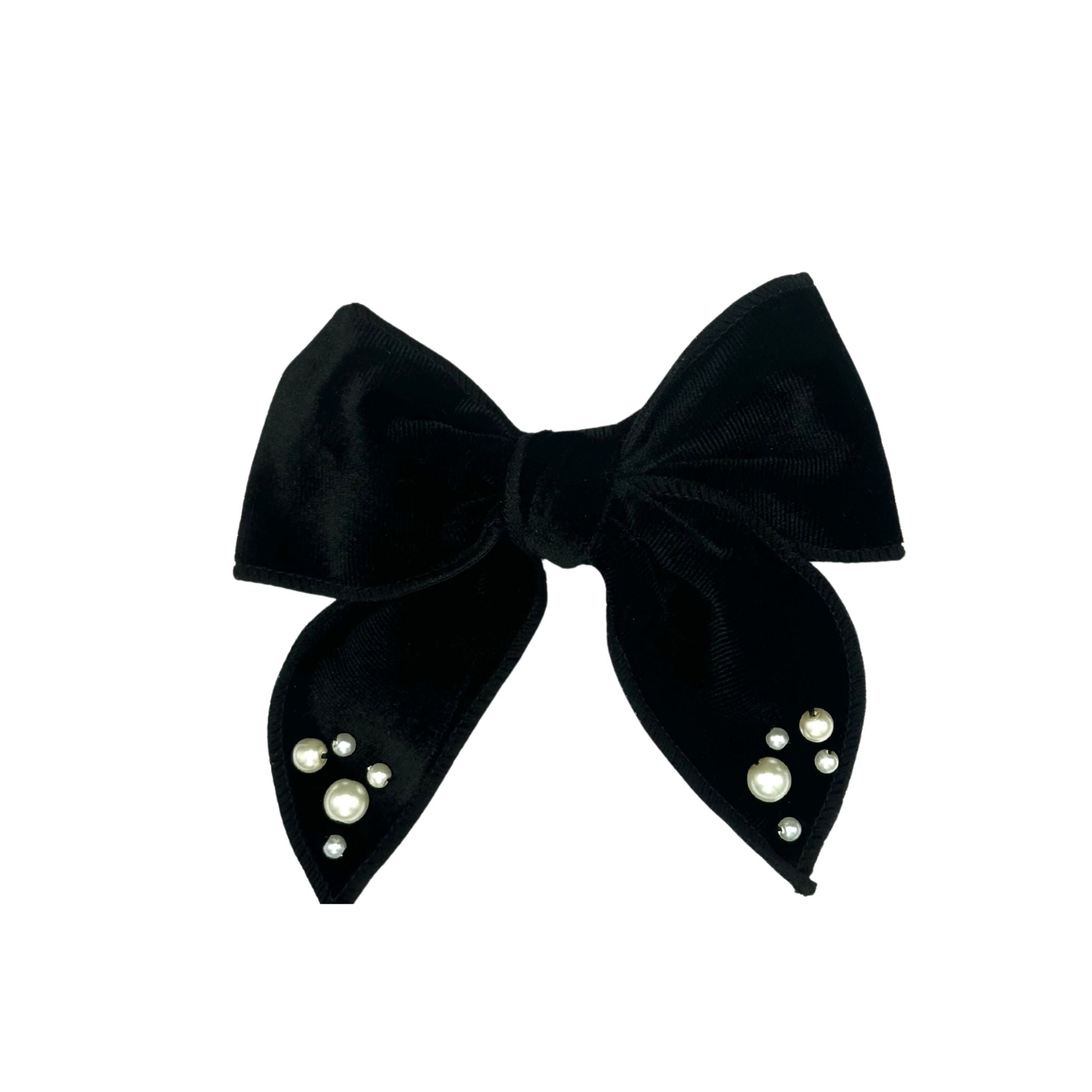 Dog Collar Bow: Black Pearl Dog Collar Bow, easily slips on and off pets collar.