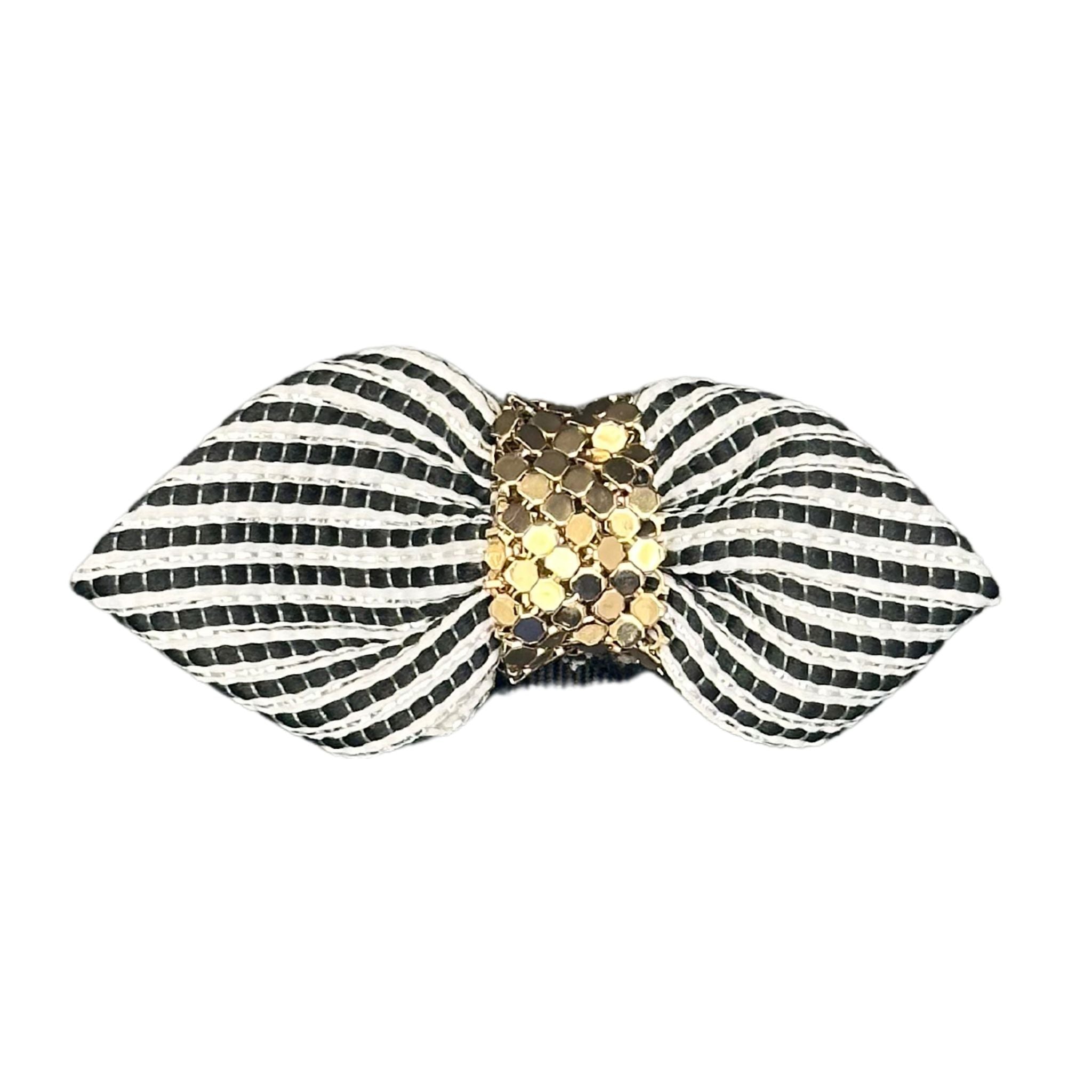 Dog Collar Bow: Chic Black & White Striped Dog Collar Bow