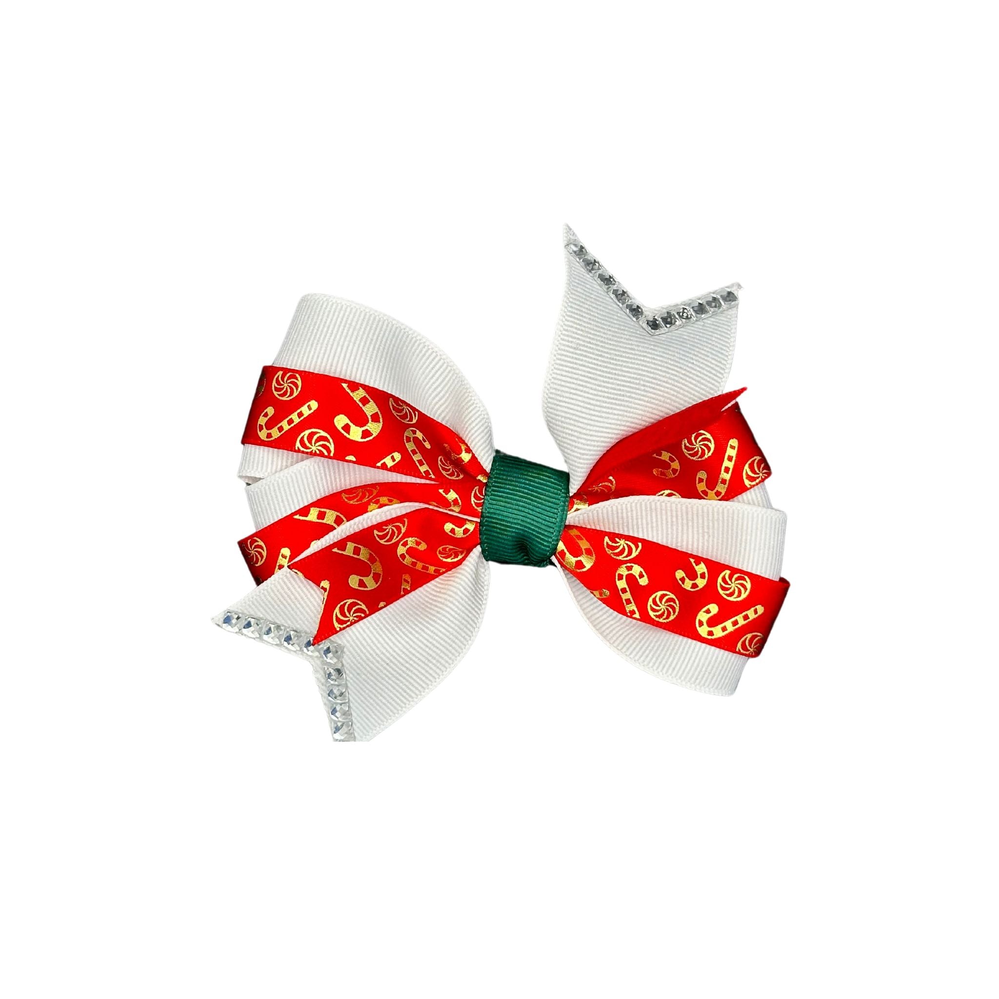 Dog Collar Bow: Festive dog collar bow with candy canes