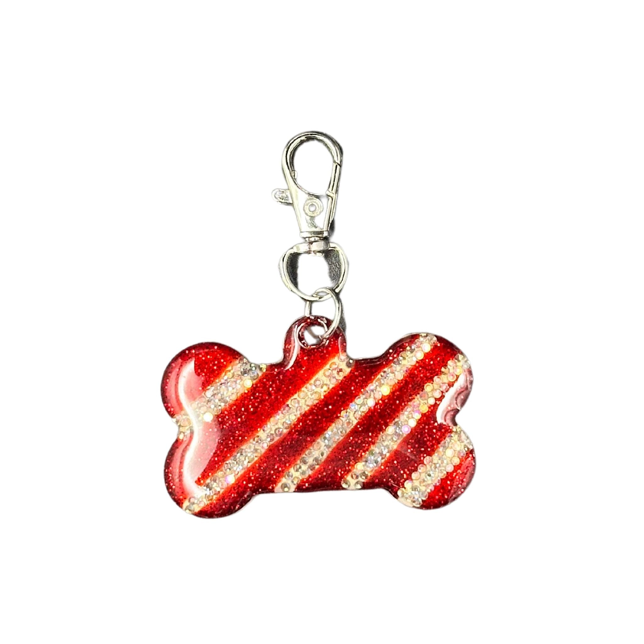 Candy cane smart QR pet id tag, for cats and dogs