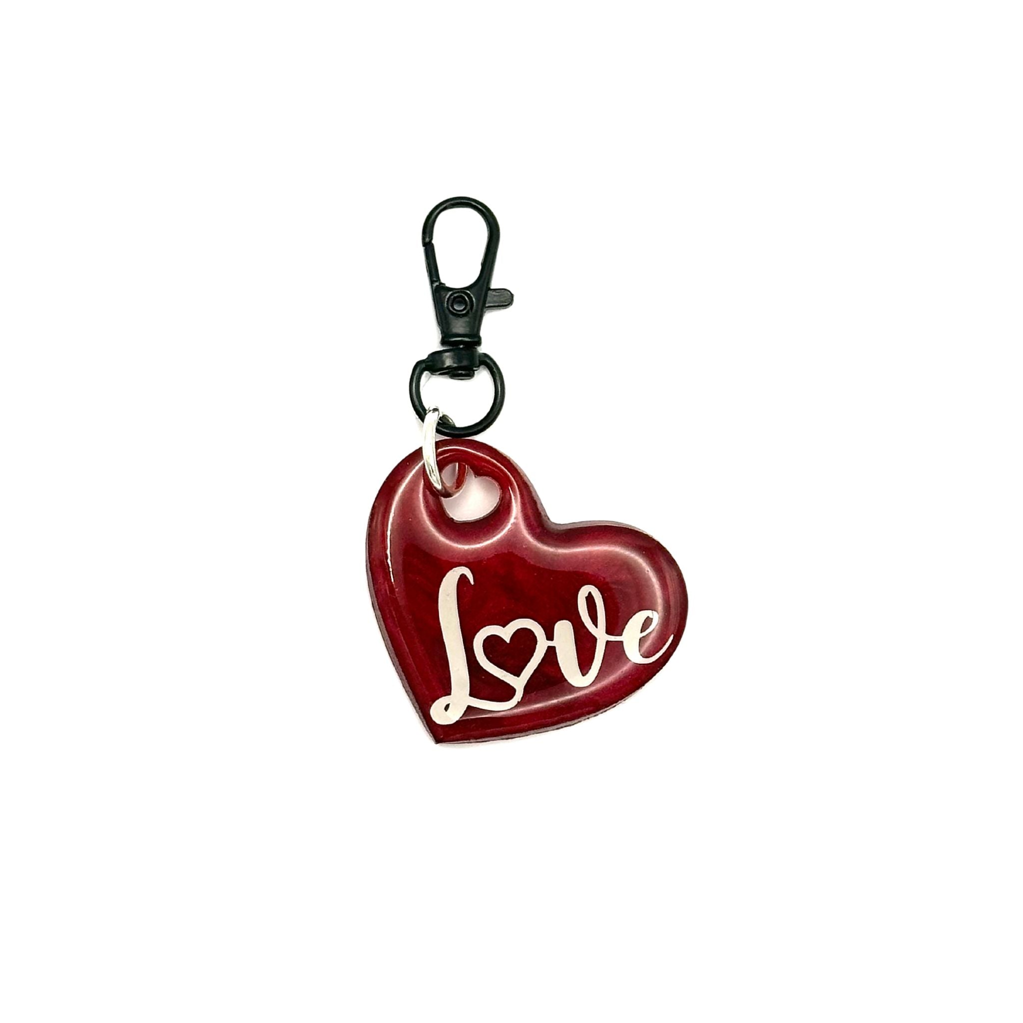 Pet ID Tag: Red Valentine heart made of resin QR Pet ID Tag