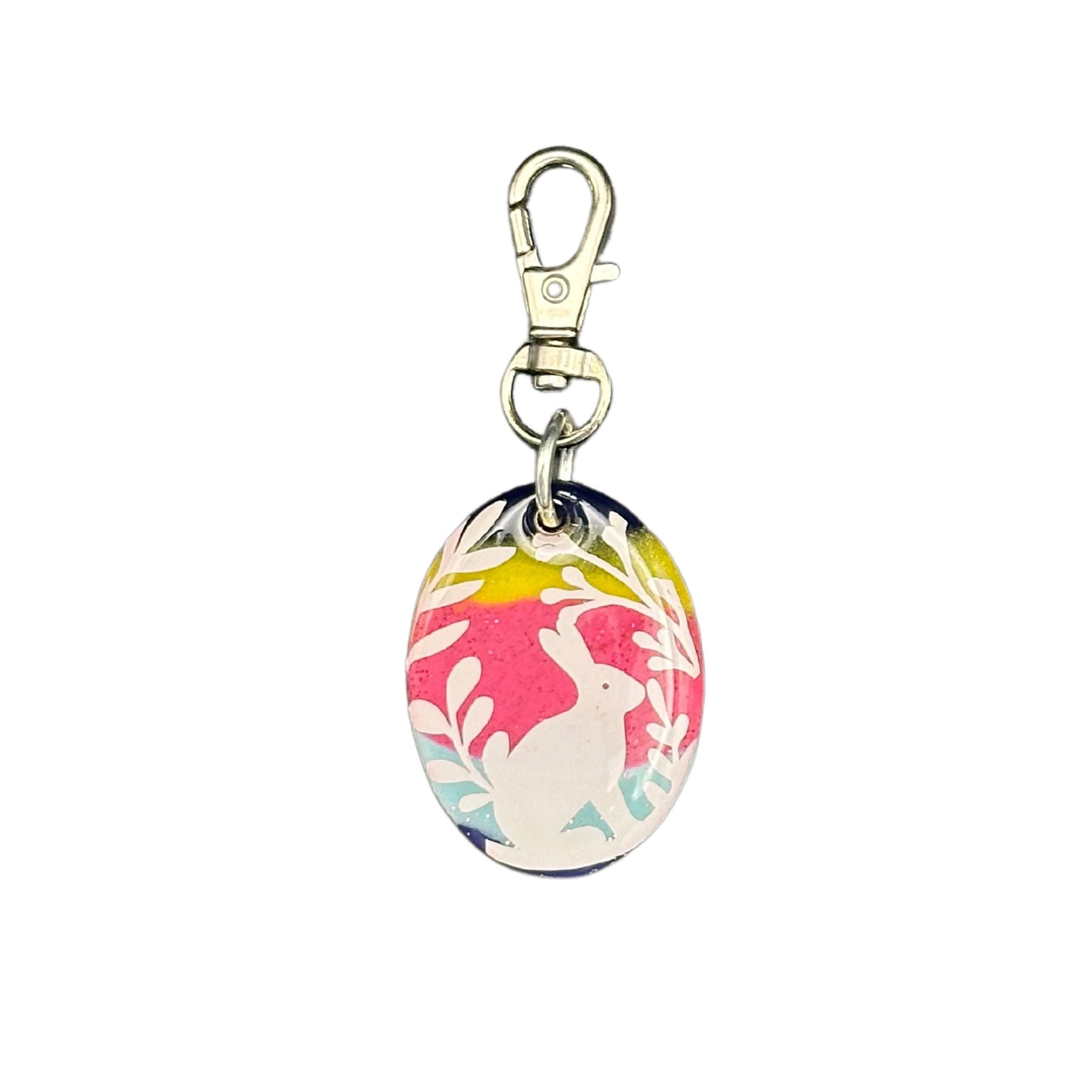 Pet ID Tag: White Bunny with Vibrant Colors Smart QR Pet ID Tag for Cats & Dogs 